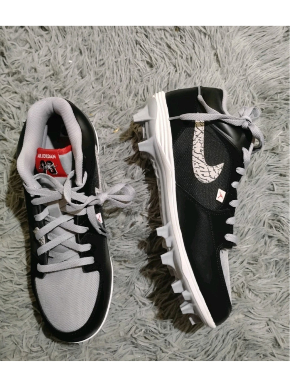 NikeAir Jordan Stadium 90 Low TD Men Size 10.5 Black Cement Cleats HQ0210-060